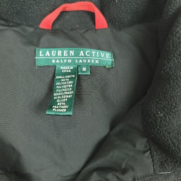 Lauren Ralph Lauren Active Womens M Vest Down Puffer Crested Black Red - Picture 2 of 8
